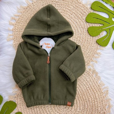  Jaqueta em Fleece com Pelinhos e Capuz - Verde